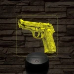 Díszes M9 pisztoly 7 színű valósághű 3D led lámpa