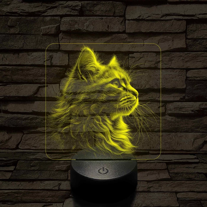 Macska elegancia 7 színű valósághű 3D led lámpa