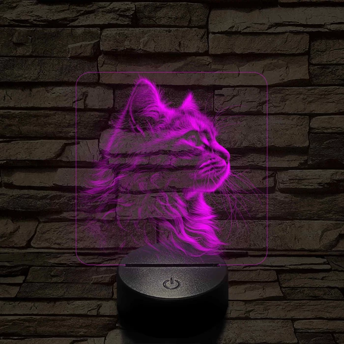 Macska elegancia 7 színű valósághű 3D led lámpa