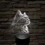 Macska elegancia 7 színű valósághű 3D led lámpa