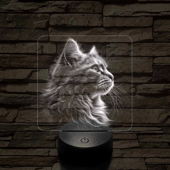 Macska elegancia 7 színű valósághű 3D led lámpa