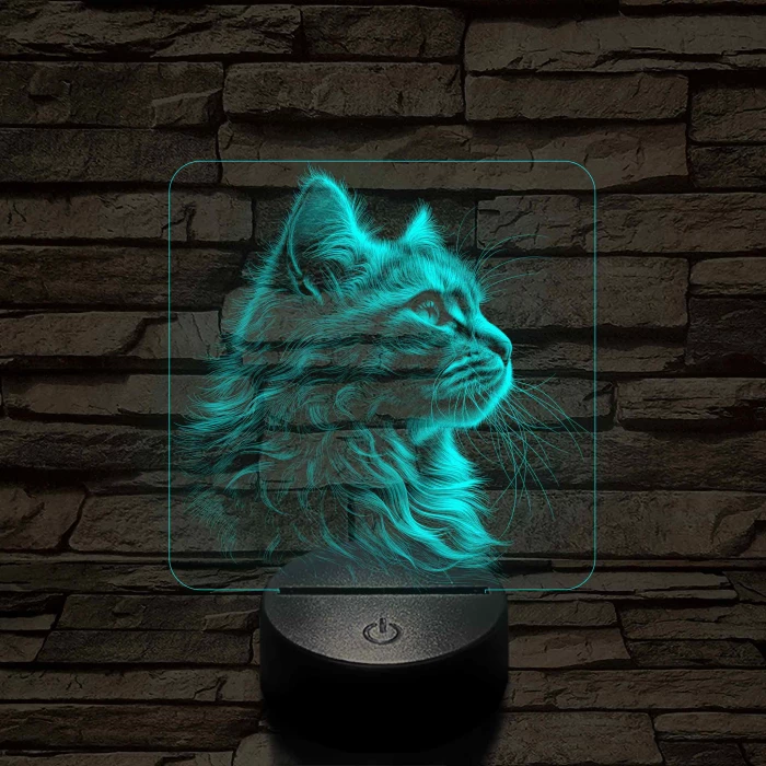 Macska elegancia 7 színű valósághű 3D led lámpa