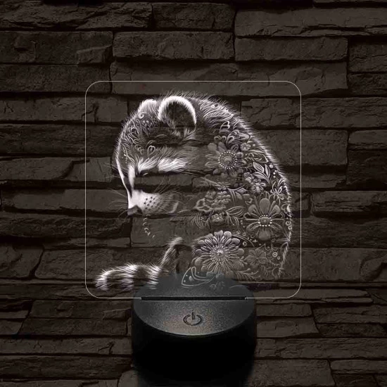 Virágzó mosómedve 7 színű valósághű 3D led lámpa