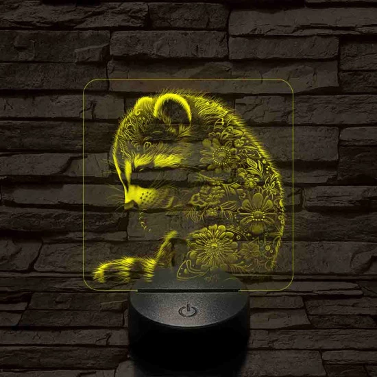 Virágzó mosómedve 7 színű valósághű 3D led lámpa