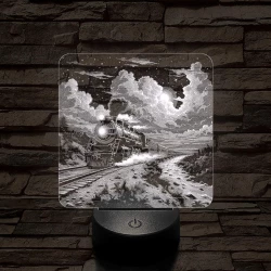 Expressz gőzmozdony 7 színű valósághű 3D led lámpa