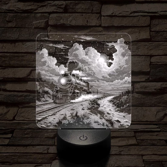 Expressz gőzmozdony 7 színű valósághű 3D led lámpa