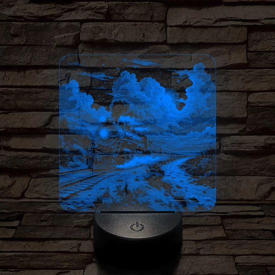 Expressz gőzmozdony 7 színű valósághű 3D led lámpa