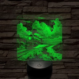 Expressz gőzmozdony 7 színű valósághű 3D led lámpa