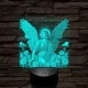 Angyal virágokkal 7 színű valósághű 3D led lámpa