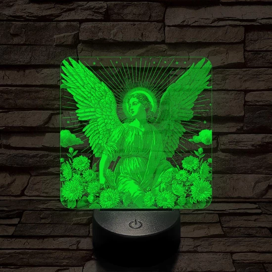 Angyal virágokkal 7 színű valósághű 3D led lámpa