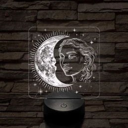 A Nap és Hold gyermeke 7 színű valósághű 3D led lámpa