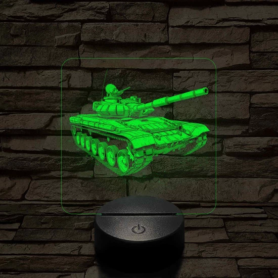Tank T-72 7 színű, valósághűen gravírozott 3D led lámpa