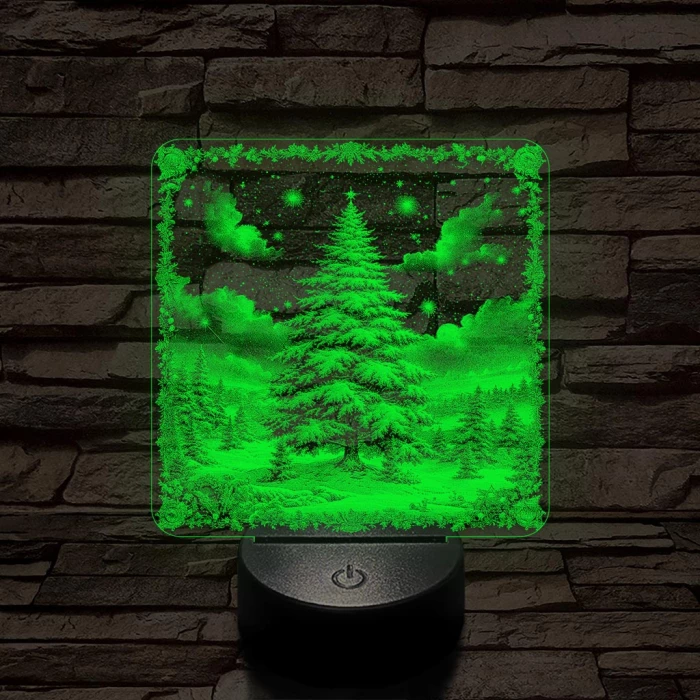 Az erdő karácsonyfája 7 színű valósághű 3D led lámpa