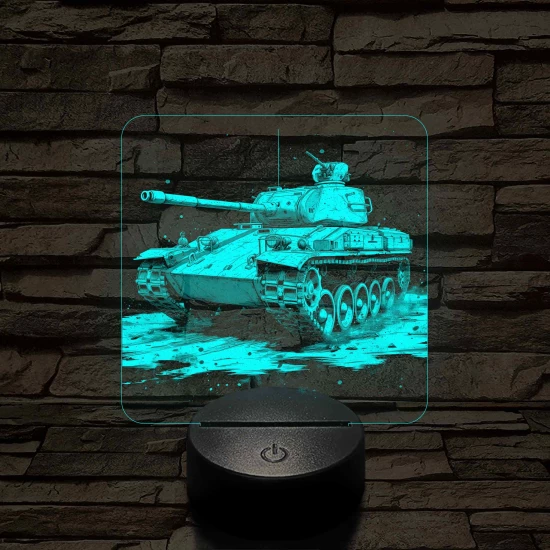 Tank T-34 7 színű, valósághűen gravírozott 3D led lámpa