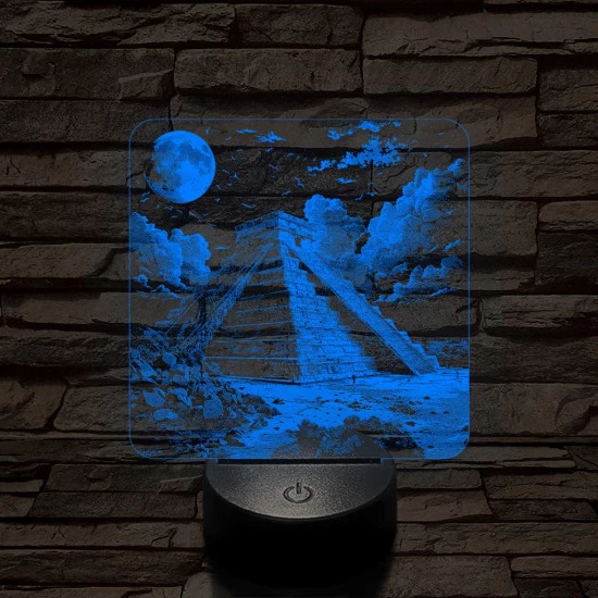 Maja ősi rom templom 7 színű, valósághűen gravírozott 3D led lámpa