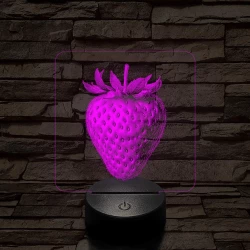 Zamatos eper 7 színű valósághű 3D led lámpa