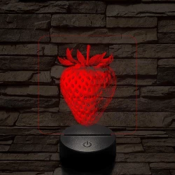 Zamatos eper 7 színű valósághű 3D led lámpa