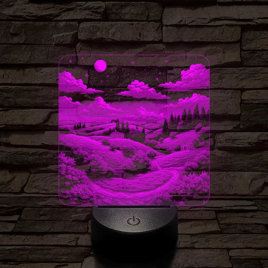 Vidéki táj 7 színű valósághű 3D led lámpa