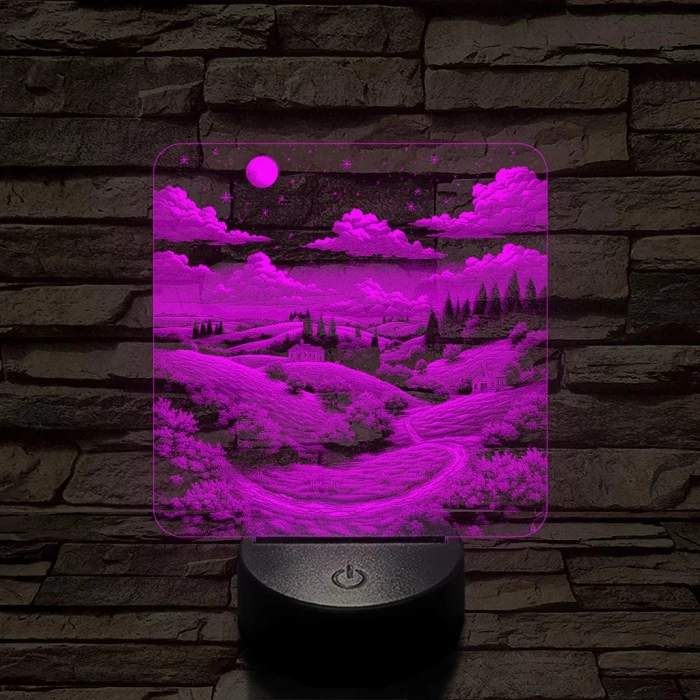 Vidéki táj 7 színű valósághű 3D led lámpa