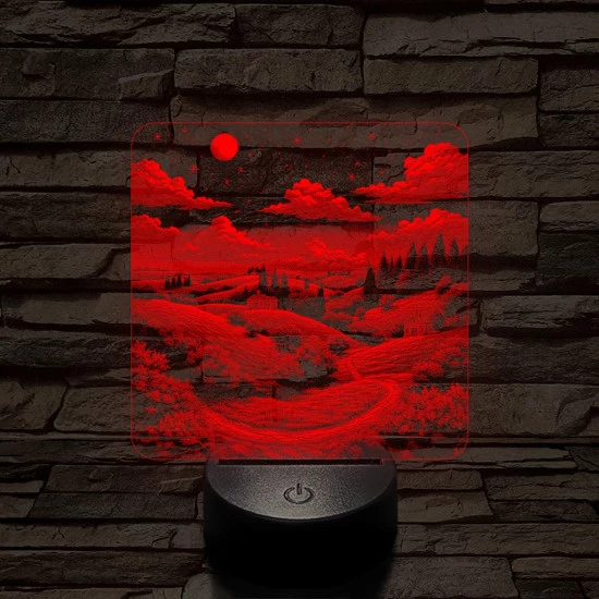 Vidéki táj 7 színű valósághű 3D led lámpa