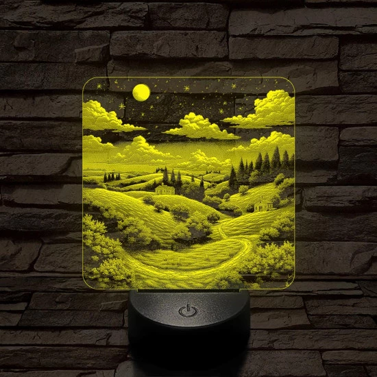 Vidéki táj 7 színű valósághű 3D led lámpa