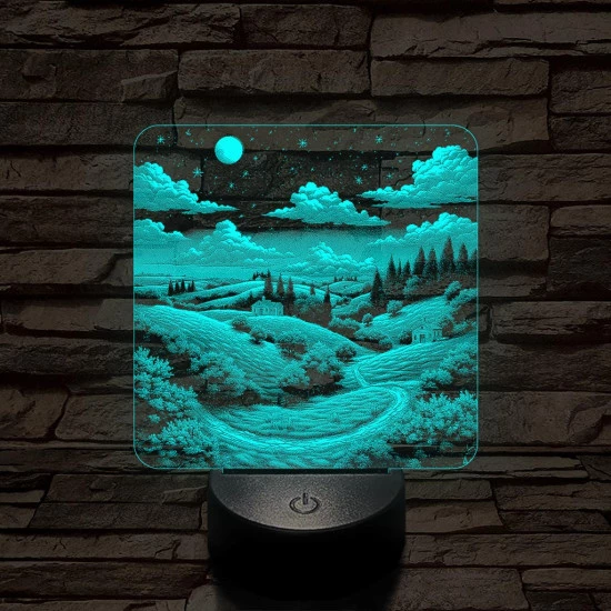 Vidéki táj 7 színű valósághű 3D led lámpa