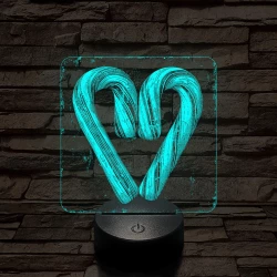 Szív cukorbot 7 színű valósághű 3D led lámpa