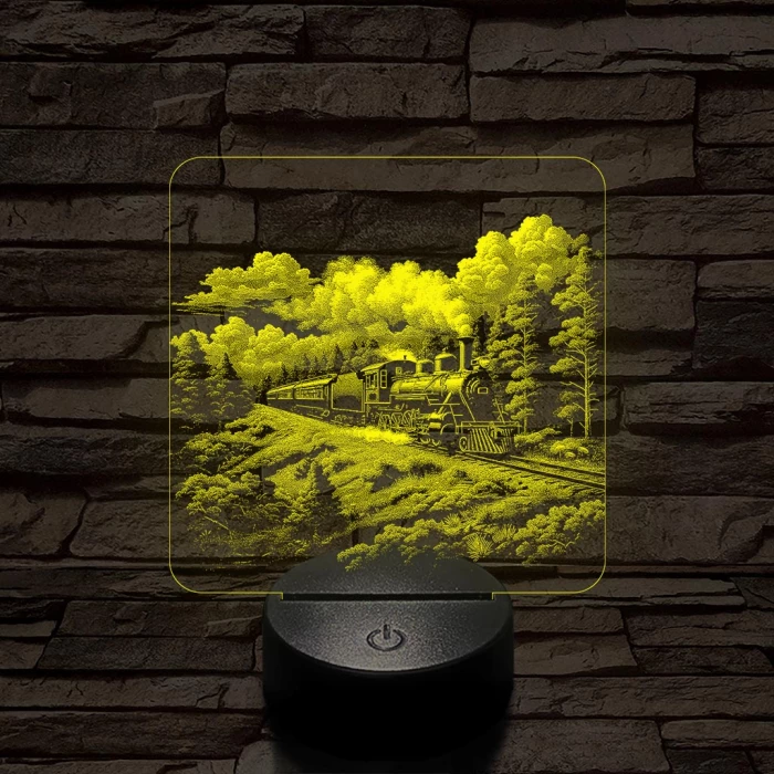 Erdei gőzmozdony 7 színű valósághű 3D led lámpa