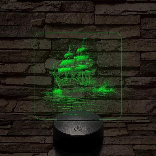 Három árbócos fregatt hajó 7 színű valósághű 3D led lámpa