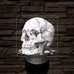 Az idő koponyája 7 színű valósághű 3D led lámpa