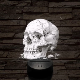 Az idő koponyája 7 színű valósághű 3D led lámpa
