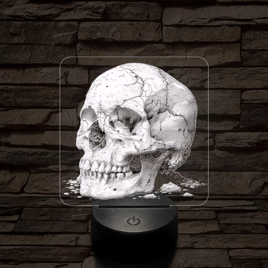 Az idő koponyája 7 színű valósághű 3D led lámpa