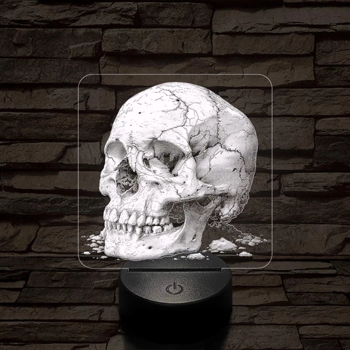 Az idő koponyája 7 színű valósághű 3D led lámpa