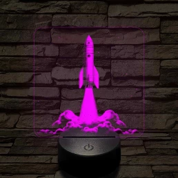 Űrrakéta kilövés közben 7 színű valósághű 3D led lámpa