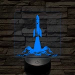 Űrrakéta kilövés közben 7 színű valósághű 3D led lámpa