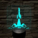 Űrrakéta kilövés közben 7 színű valósághű 3D led lámpa