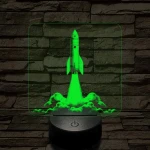 Űrrakéta kilövés közben 7 színű valósághű 3D led lámpa