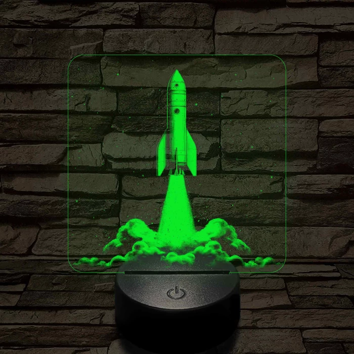 Űrrakéta kilövés közben 7 színű valósághű 3D led lámpa