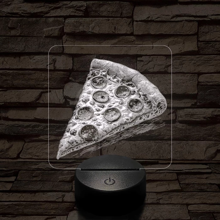 Street food pizza szelet 7 színű, valósághűen gravírozott 3D led lámpa