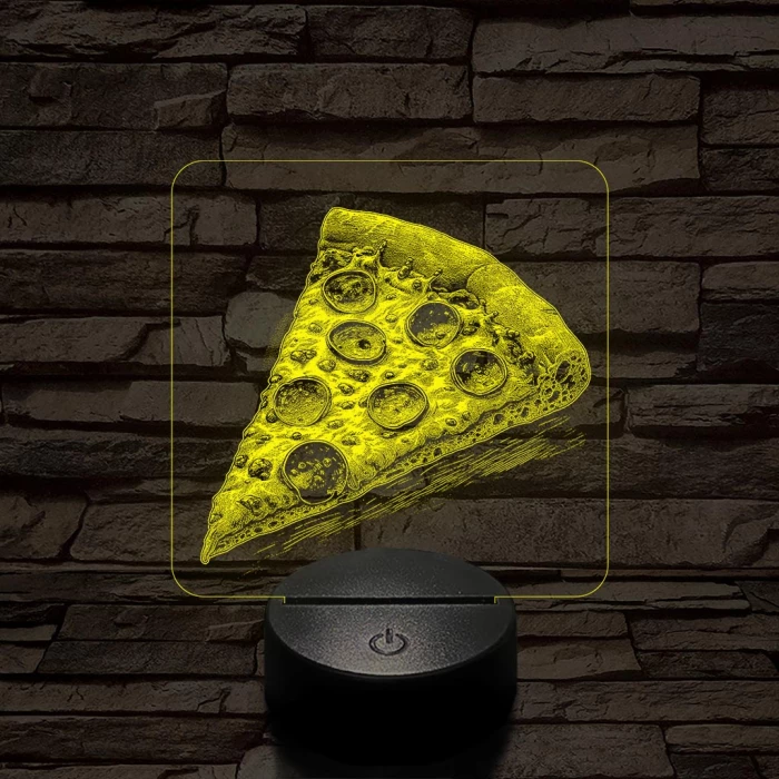 Street food pizza szelet 7 színű, valósághűen gravírozott 3D led lámpa