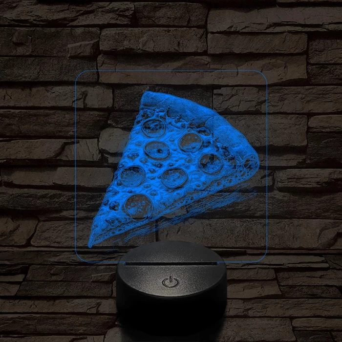 Street food pizza szelet 7 színű, valósághűen gravírozott 3D led lámpa