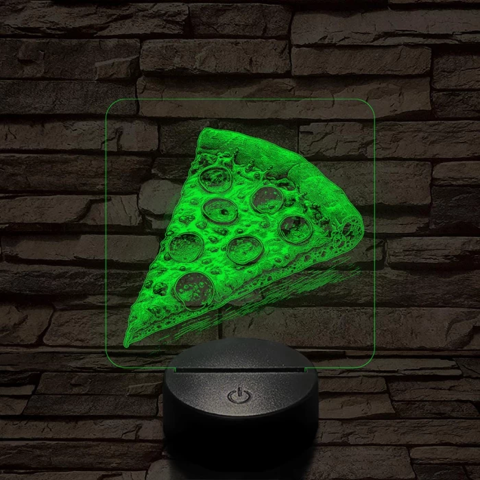 Street food pizza szelet 7 színű, valósághűen gravírozott 3D led lámpa