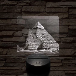 Gízai piramisok 7 színű, valósághűen gravírozott 3D led lámpa