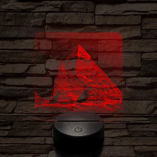Gízai piramisok 7 színű, valósághűen gravírozott 3D led lámpa