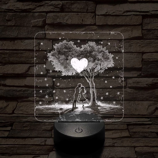 Szerelem egy fa alatt 7 színű valósághű 3D led lámpa