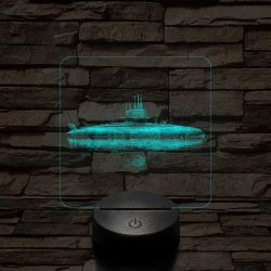 Örködő tengeralatjáró 7 színű valósághű 3D led lámpa
