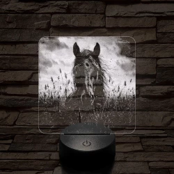 Ló magas fűben 7 színű valósághű 3D led lámpa