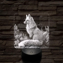 Gyönyörű róka 7 színű valósághű 3D led lámpa