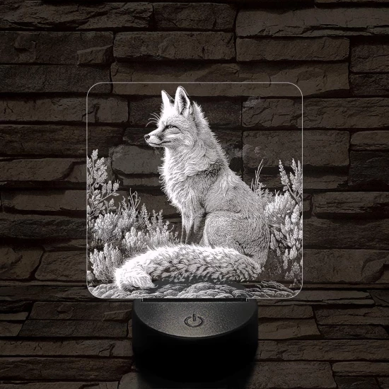 Gyönyörű róka 7 színű valósághű 3D led lámpa