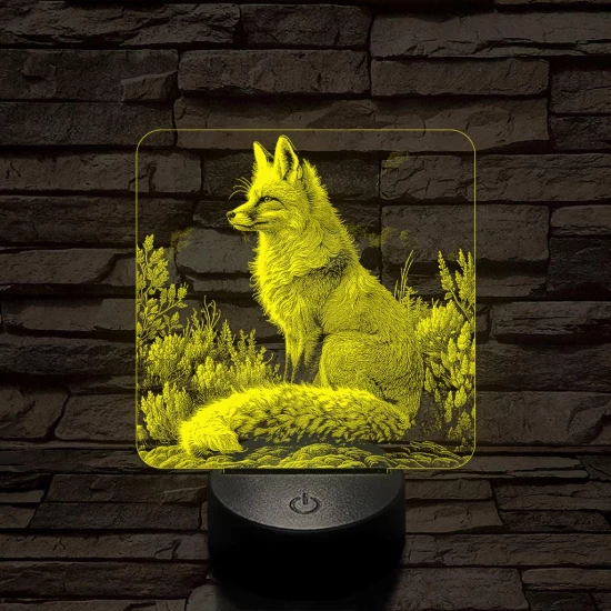 Gyönyörű róka 7 színű valósághű 3D led lámpa